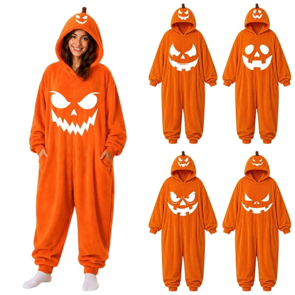 Red Adult Onesie Polyester Pumpkin Jumpsuit Pajama Loungewear,Cosplay Costume,Winter Warm Plush Long Sleeve S