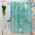 thumbnail image 3 of Teal Coastal Standard Shower Curtain Set, Waterproof Shower Curtains for Bathroom, Starfish Coral Summer Beach Ocean Washable Fabric Cloth Bath Curtain for Bathtub Decoration with Hooks 72x72 Inches, 3 of 9
