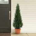 thumbnail image 4 of DR.Planzen Artificial Cedar Tree 4 FT Artificial Cedar Topiary Trees for Outdoors Potted Fake Cypress Trees Faux Evergreen Plants for Home Porch Decor set of 2, 4 of 7