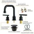 thumbnail image 4 of WOWOW Two Handles Widespread 8 inch Bathroom Faucet Black 3 Pieces Basin Faucets, 4 of 13