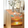thumbnail image 5 of Abstract Sunset Table Runner, Seaside Orange Landscape Vintage Collage Cotton Linen Kitchen Table Decoration Washable Dining Tabletop Runners for Home Party Decor 14x72 Inches, 5 of 9