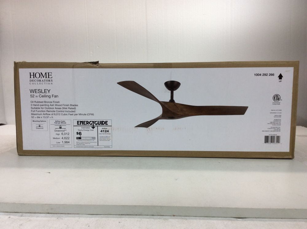 Home Decorators Collection Wesley 52 In Indoor Outdoor Oil Rubbed Bronze Dc Motor Ceiling Fan With Remote Control New Open Box Com - Home Decorators Collection Wesley 52 Ceiling Fan With Remote Control