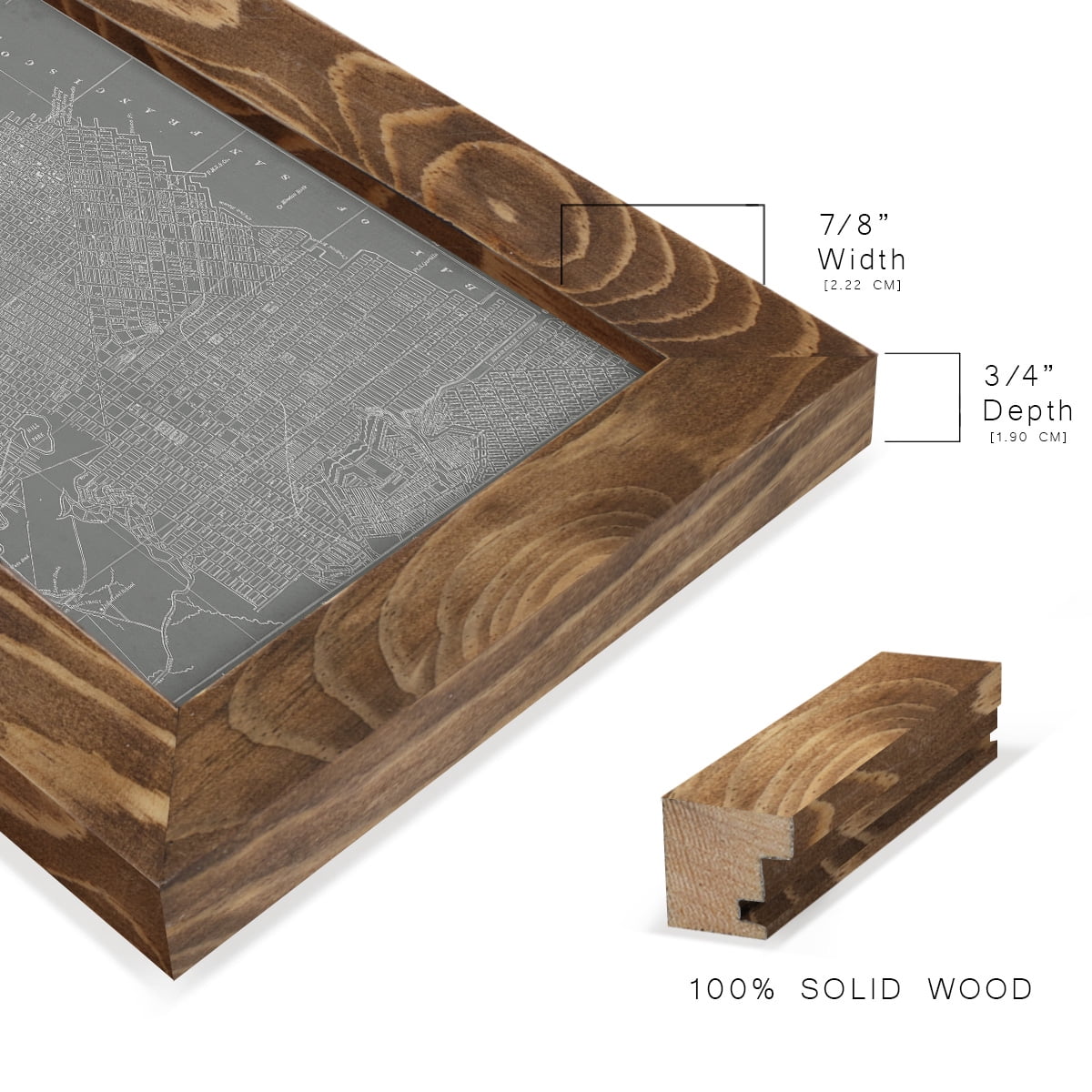 City Map of San Francisco -Framed Print w/glass-Walnut
