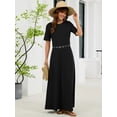 thumbnail image 3 of Chiclily Women's Summer Short Sleeve Maxi Dress with Pockets - Soft Casual Loose Long Boho Sundress for Beach & Vacation, Black Size 2XL, 3 of 7