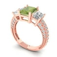 thumbnail image 2 of 3.61 ct Emerald Cut Natural Peridot 3 Stone 18K Rose Gold Womens Engagement Ring, 2 of 5