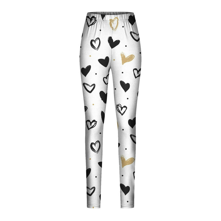 Hvyesh Women's Love Heart Leggings Cozy Tummy Control High Waisted Tights  Cute Graphic Print Butt Lift Stretchy Pants Lightweight Stretch Legging