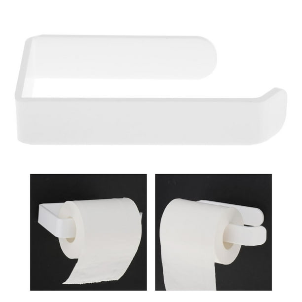 Portarrollos de papel énico , para baño, inodoro moderno, portarrollos montado en pared, de papel y perchas, estilo cuadrado Macarena Portarrollos de papel higiénico blanco