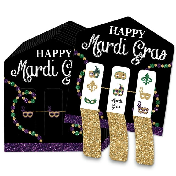Big Dot of Happiness Mardi Gras - Masquerade Party Game Pickle Cards - Pull Tabs 3-in-a-Row - Set of 12