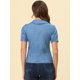 thumbnail image 3 of Allegra K Blusa De Cambray De Manga Corta Con Cuello Peter Pan Para Mujer Azul claro S, 3 of 4