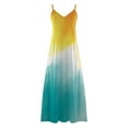 thumbnail image 4 of Usmixi Summer Dress Summer Dress Women Casual Plus Size Dresses Tie-dye Gradient Crewneck Pockets Sleeveless Maxi Long Dress Plus Size Womens Dresses Sundresses for Women White m, 4 of 4