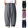 thumbnail image 5 of Rutainlusire Loose Pants for Mens Men's Casual Solid Color Plus Size Workwear Haren Elastic Waist Drawstring Pocket Pants, 5 of 5