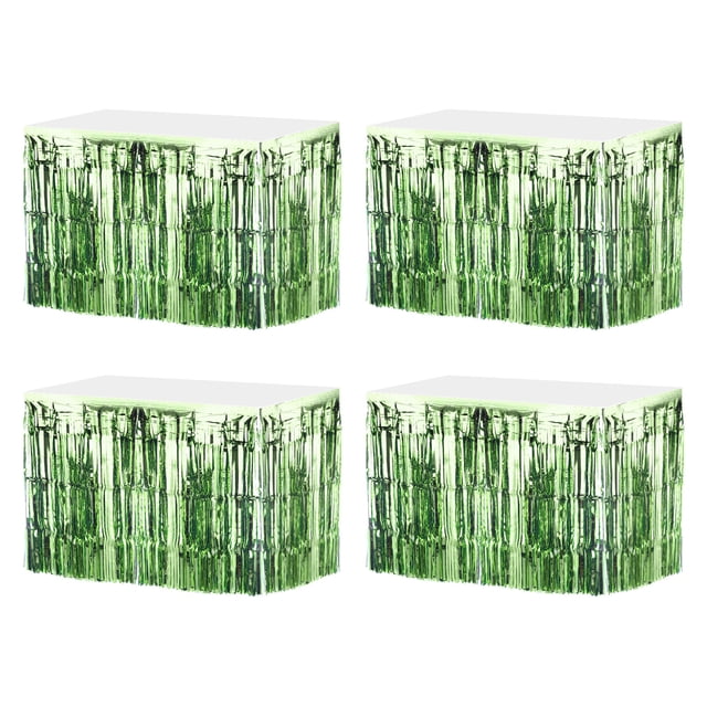 Faldas de mesa de flecos de papel de aluminio metálico Uxcell para fiesta Verde claro