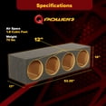 thumbnail image 3 of Q Power Quad 12 Inch 4-Hole Sealed Subwoofer Box, Heavy Duty MDF Enclosure, 3 of 8