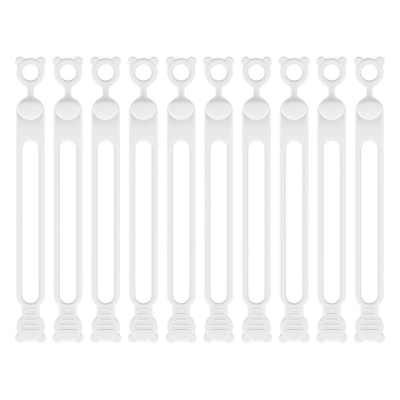 Reusable Silicone Self-Fastening Cable Organizer Straps, Multi-Use Cord Bundling Ties For Home Office Travel, Flexible Non-Scratch Material, 10 Pack, Compact Wire Management And Bag Sealing Tool