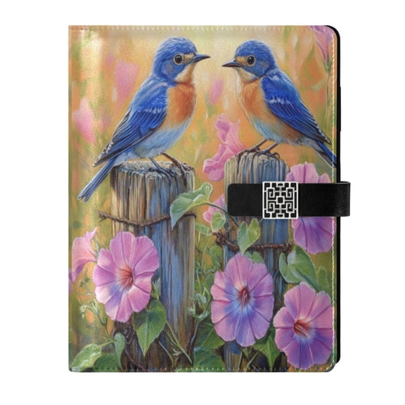 Premium Faux Leather Notebook - Refillable, Multi-Functional Organizer, 23.3x17cm, All-Season Use，Two Blue Birds