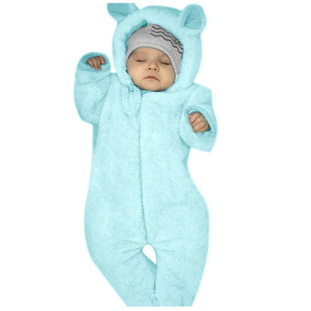 

Youmylove Cute Fleece Ears Infant Jumpsuit Girl Bear Coat Boy Footed Romper Hooded Baby Boys Romper