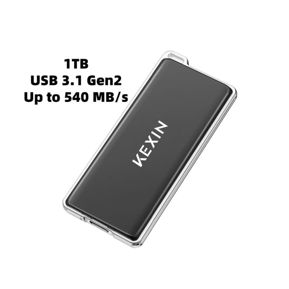 SSD 1TB External Hard Drive,KEXIN Portable SSD up to 540MB/s,USB 3.1 Gen2,Compatible with PS4 / PS5 / Windows/Mac,Black