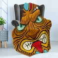 thumbnail image 4 of Tiki Bar Soft Flannel Fleece Throw Blanket, Cartoon Style Angry Looking Tiki Warrior Colorful Totem Culture Print, Cozy Plush for Indoor and Outdoor Use, 70" x 90", Multicolor, by Ambesonne, 4 of 5