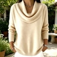 thumbnail image 6 of Liweisiy Women's Cowl Neck Knit Shirts Pullover Long Sleeve Ribbed Knit Soft Sweater Tops Casual Loose Fit Blouse Beige XL, 6 of 7
