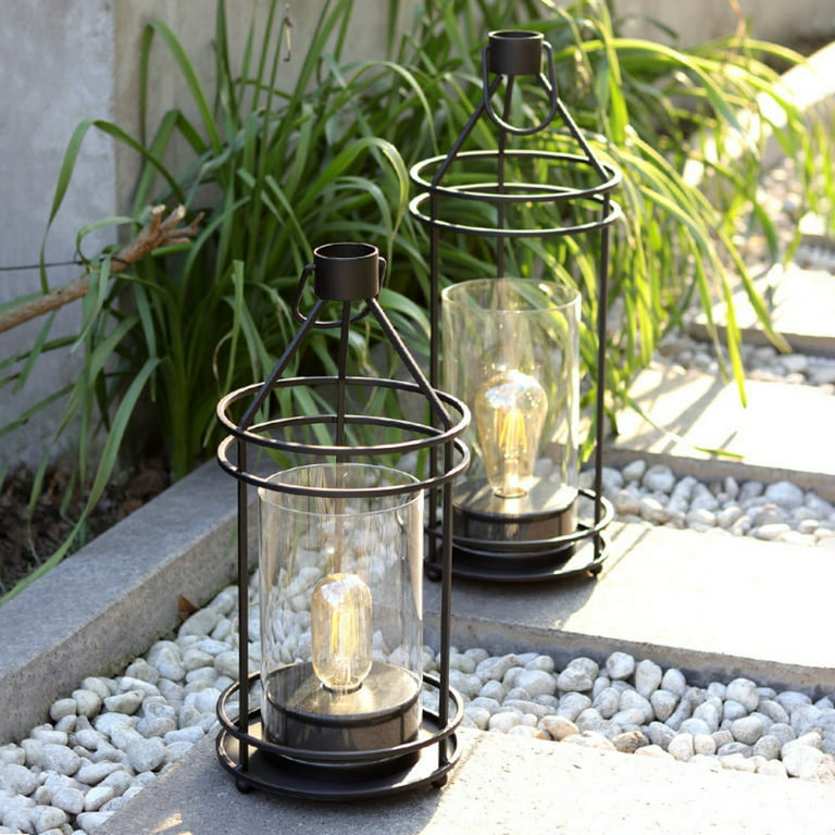 Portable Candle Lanterns Decorative with Handle Portable Pillar Candle  Holder Wrought Iron Farmhouse Lantern for Wedding Party Centerpiece Garden
