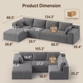 thumbnail image 4 of Asofer Oversized Modular Sectional Sofa, L Shaped Convertible Sectional Sofa with Chaise, Modern Couches for Living Room Apartment Office, No Assembly , Grey, 4 of 9