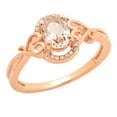 thumbnail image 1 of Dazzlingrock Collection 14K Oval Cut Morganite & Round White Diamond Ladies Bridal Halo Engagement Ring, Rose Gold, Size 8, 1 of 4