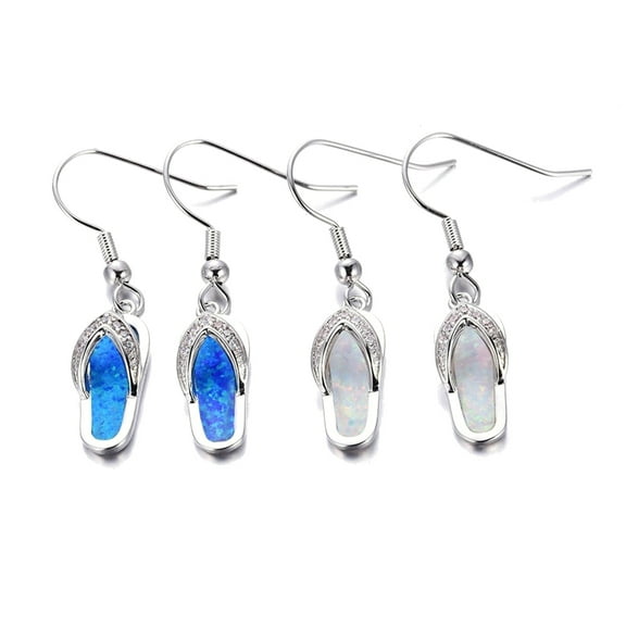 Anvazise Summer Beach Women Rhinestone Flip Flops Pendant Hook Earrings Jewelry Gift Blue