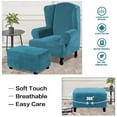 thumbnail image 4 of SHILIU-Real Velvet Plush 1 Piece Form Fit Stretch Rectangle Folding Storage Covers Ottoman Slipcovers Removable Footstool Protect Footrest Covers Elastic Bottom, Machine Washable(X-Large, Peacock Blu, 4 of 4