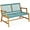 Turquoise, variant on Costway 2-Person Patio Acacia Wood Bench Loveseat Chair Porch Garden Furniture Grey