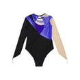 thumbnail image 6 of renvena Kids Girls Mesh Splice Long Sleeve Dance Leotards Shiny Metallic Athletic Ballet Dancewear Size 6-16 Royal Blue 12, 6 of 7