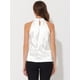 thumbnail image 4 of Elegante chaleco de satén plisado de verano para mujer, sin mangas, con cuello halter blanco M, 4 of 5