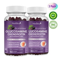 (2 Pack) Mulittea Glucosamine Chondroitin Gummies - Extra Strength with Elderberry for Natural Joint Support, Antioxidant Immune Support for Adults - 120 Gummies