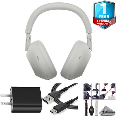 Sony WH-1000XM6 Noise-Canceling Wireless Over-Ear Headphones (Platinum Silver) with 1 Year Warranty, Power Brick & More! (International Version)