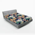 thumbnail image 2 of Ambesonne Floral Fitted Sheet, Watercolor Effect Flowers, Full Size, Navy Blue and Laurel Green, 2 of 5