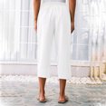 thumbnail image 3 of USSUMA Linen Capri Pants for Women Casual Summer Elastic Waist Straight Leg Crop Pants Drawstring Beach Trousers with Pockets Holiday Deals, 3 of 4