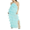 thumbnail image 1 of Robe Maxi Aguichant en Tulle à Étages pour Femmes, Sans Manches, une Épaule, Dos Nu, Longue, en Maille Transparente, Robe de Cocktail, 1 of 6