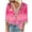 Hot Pink Plus Size Blouse for Women_v, variant on CYMMPU Blouses for Women Dressy Casual Lace V Neck T-Shirts Loose Fit Spring Tops Flower Printed Summer Fashion Shirts 3/4 Sleeve Business Elegant Work Topss Pink L