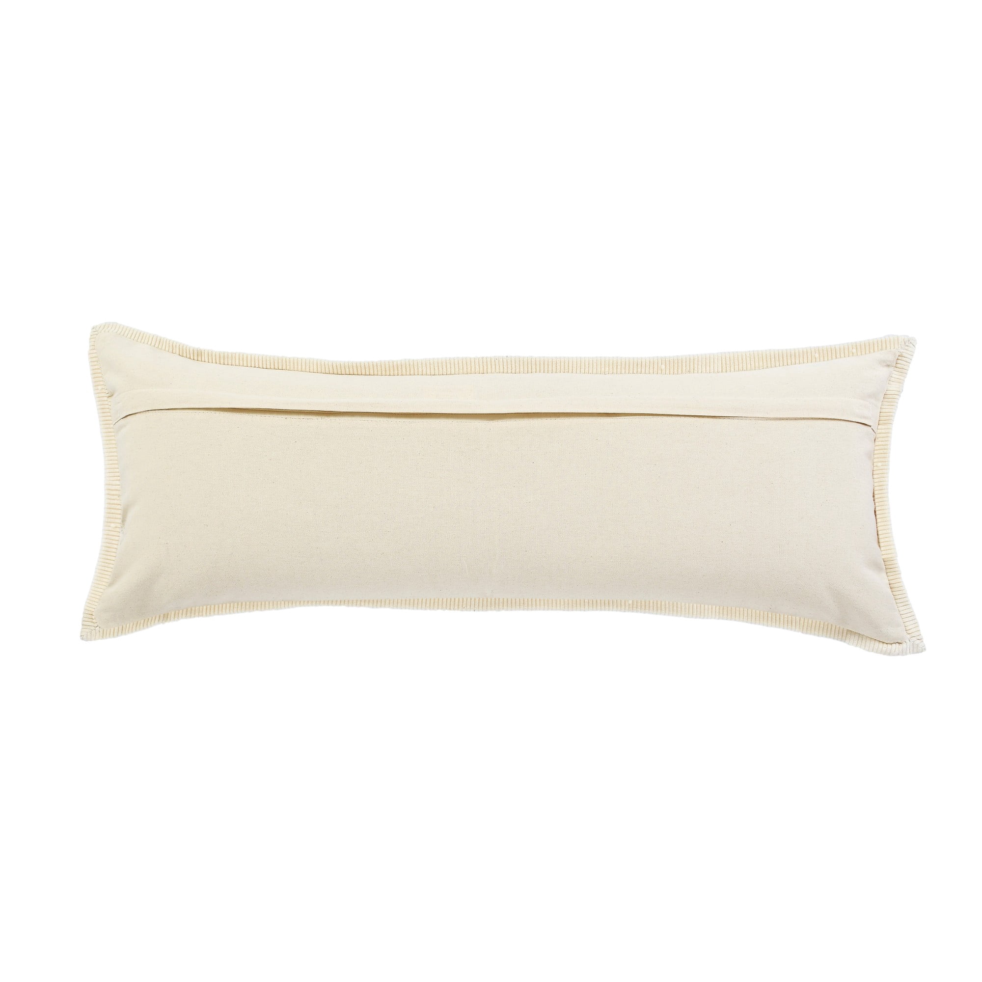 Laddha Home Designs Hand Stitched Geometric Cotton Lumbar Pillow Cover - 36" - Yellow and White