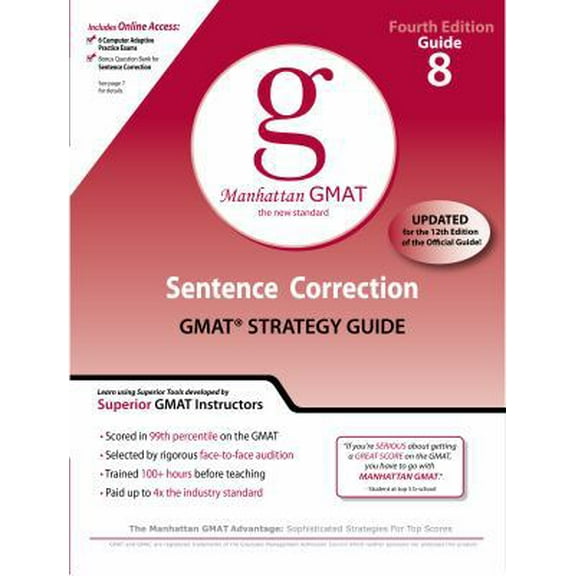 Pre-Owned Sentence Correction GMAT Preparation Guide, 4th Edition (8 Guide Instructional Series) (Paperback) 0982423861 9780982423868