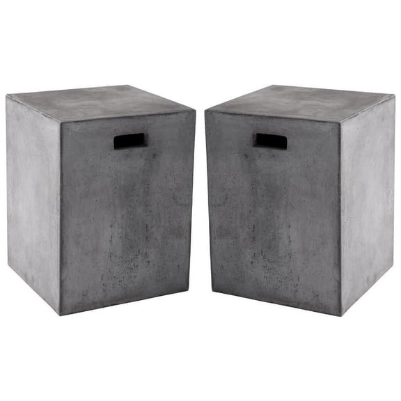 Home Square Castor 13.75" Modern Concrete End Table in Gray - Set of 2