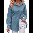 thumbnail image 2 of Blusa Informal de Seersucker para Mujer, Holgada, de Larga y con Botones. Azul XXL, 2 of 9