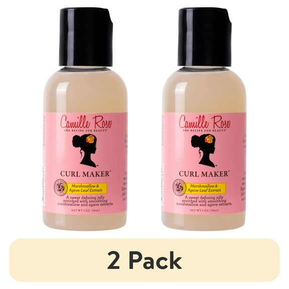 (2 pack) Camille Rose  Curl Maker Define & Style Hair Styling Gel with Marshmallow Extract & Agave Leaf Extract, 2oz Bottle