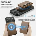 thumbnail image 5 of TECH CIRCLE For Apple iPhone 17 Pro PU Leather Protective Case with Card Pocket, Magnetic Detachable Walle Back Covert, Cash Slot, Anti-Scratch, Shock-Absorbent, Qi Wireless Compatible,Brown, 5 of 12