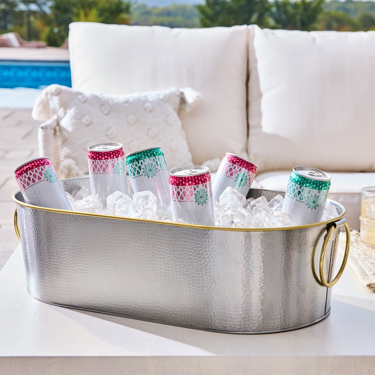 Better Homes & Gardens Stainless Steel Hammered Oval Tub, 20.27 in x 11.22 in