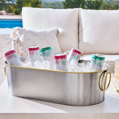 BETTER HOMES & GARDENS STAINLESS STEEL HAMMERED OVAL TUB, 20.27 IN X 11.22 IN