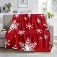 thumbnail image 6 of Comfort Reversible and Plush Flannel Fleece-Winter Christmas Sherpa Throw Fmlxio Red Snowflake Christmas Blanket Red Print Soft Warm Nap Blanket Suitable For Sofa Bed Camping Festival, 6 of 7