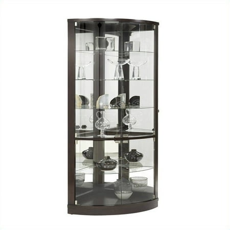 pulaski corner curio cabinet in dark wood - walmart pulaski corner curio cabinet in dark wood - walmart