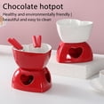 thumbnail image 4 of Mini Ceramic Fondue Set, Heart Shaped, For Melting or Cheese Chocolate, 4 of 8