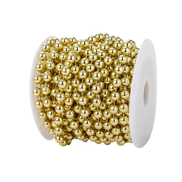 Guirnalda decorativa de perlas YoungJewl con ribete de cinta, 10 m, color dorado