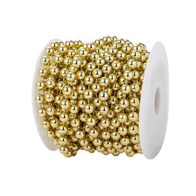 Guirnalda decorativa de perlas YoungJewl con ribete de cinta, 10 m, color dorado